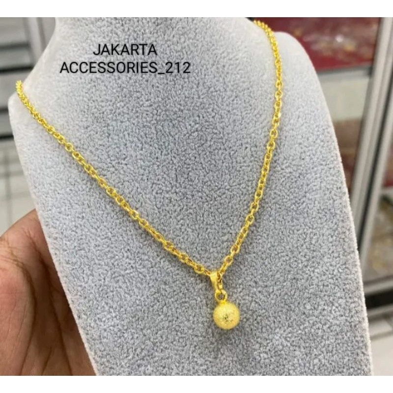 [ COD ] Kalung wanita rantai Nuri liontin bola bulat titanium anti karat