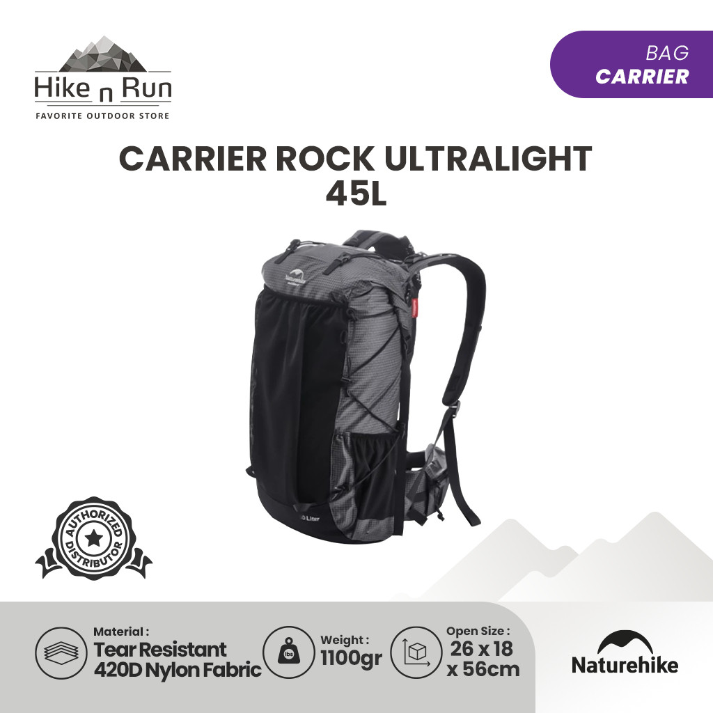 Naturehike Carrier 45L Tas Keril Rock NH20BB113 Gunung Ultralight