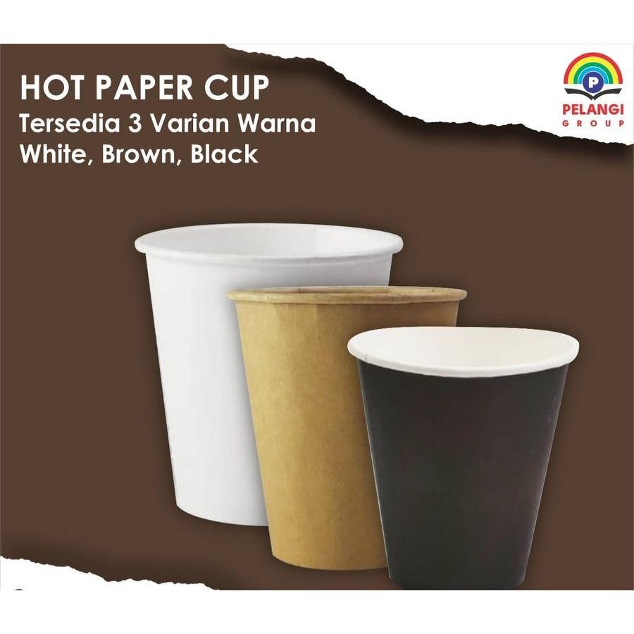 TERBARU PAPER CUP WARNA POLOS  Hot Paper Cup 8 oz / Gelas Kertas 8oz 240ml Putih Coklat Hitam