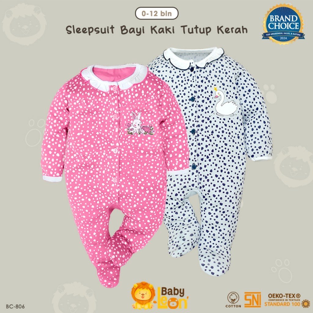 OMG - BABY LEON Sleepsuit Bayi Renda Jumpsuit Bayi Jumper Kaki Tutup Lengan Panjang Jumpsuit Panjang