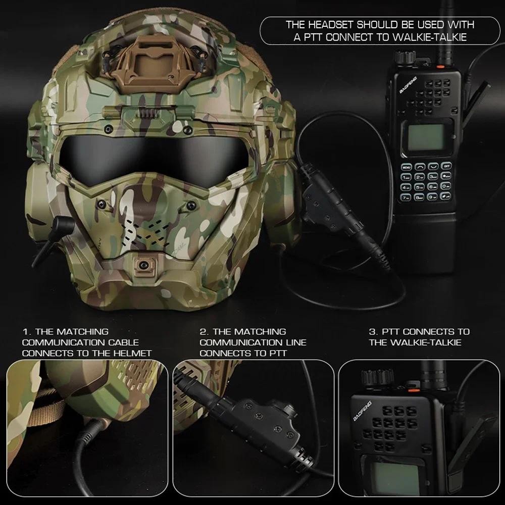 #Airsoft Fast Helmet Tactical Militar W-Ronin Assault Helmet II Built-in Headset,Anti-fog Fan,Flip M