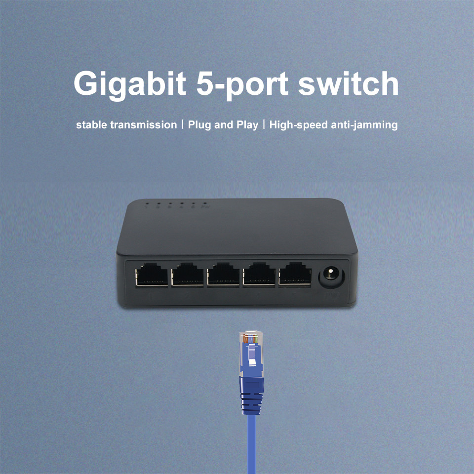 KuWfi 5 Ports Network Swit 100/1000Mbps RJ45 LAN Hub Adapter Half/Full-Duplex Desktop Fast Ethernet 
