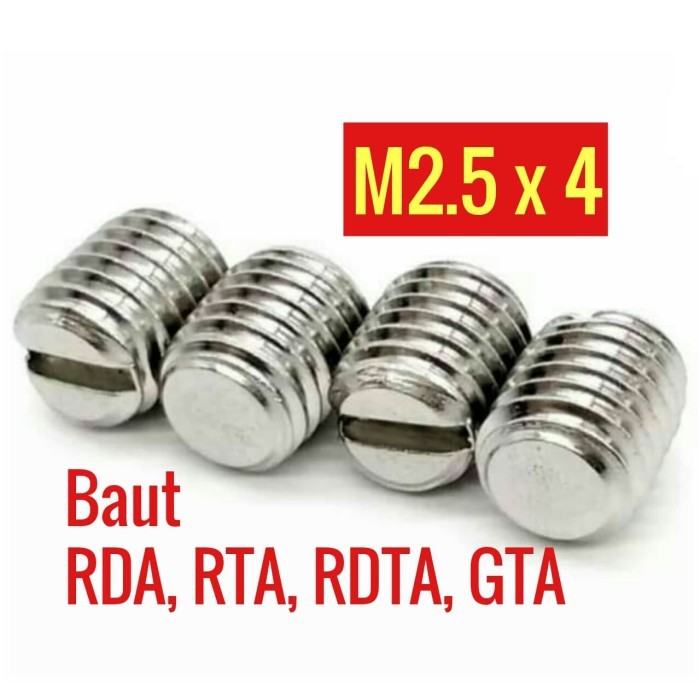[MS] TERBARU 10Pcs rda Baut Tanam M2.5 x 4 obeng min minus Stainless M2.5x4 sus ss304 bv-0