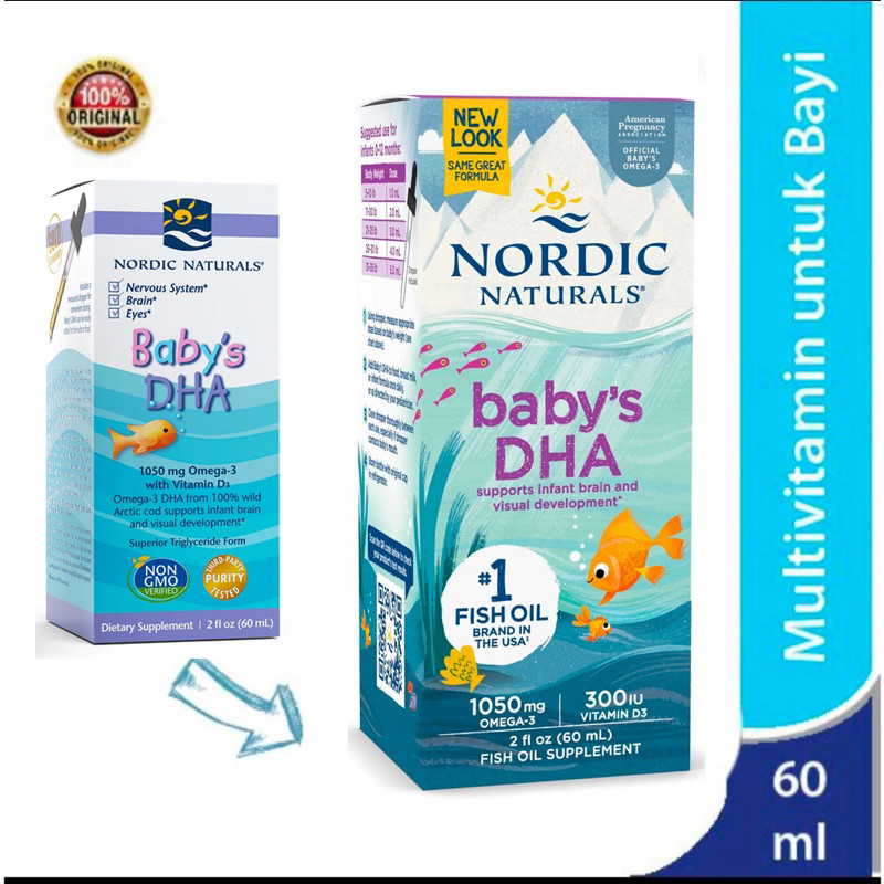 NORDIC NATURALS Baby's DHA 1050 mg Omega - 3 with vitamin D3 (60mL) - BPOM - KEMASAN TERBARU - Minya