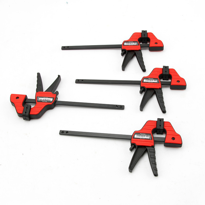 DURATEC 4pcs 4inch Heavy Duty Bar Clamp One-Handed Wood Clip Kit Hand Tool Quick Ratchet Release F C