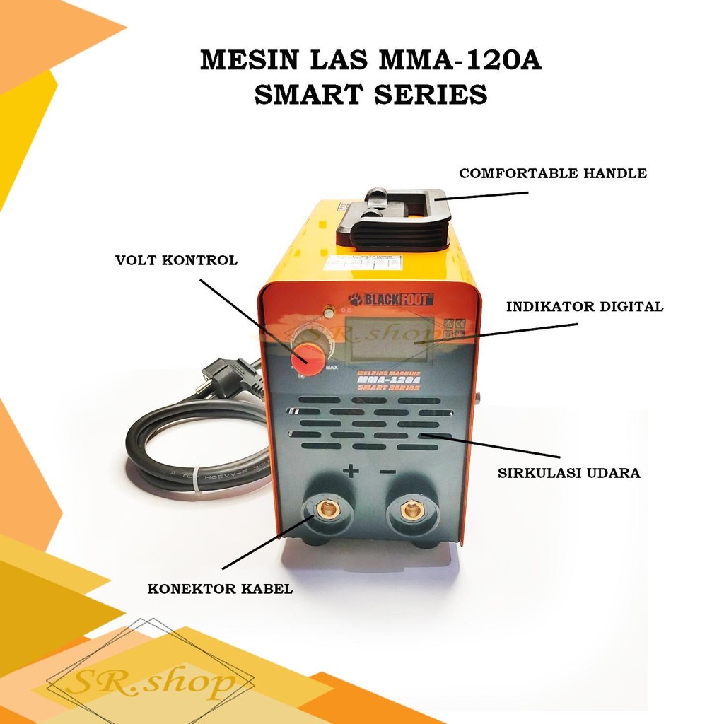 PROMO [SMART SERIES] BLACKFOOT Mesin Las / Travo Las / IGBT Inverter 120 A 350 Watt, MMA 120