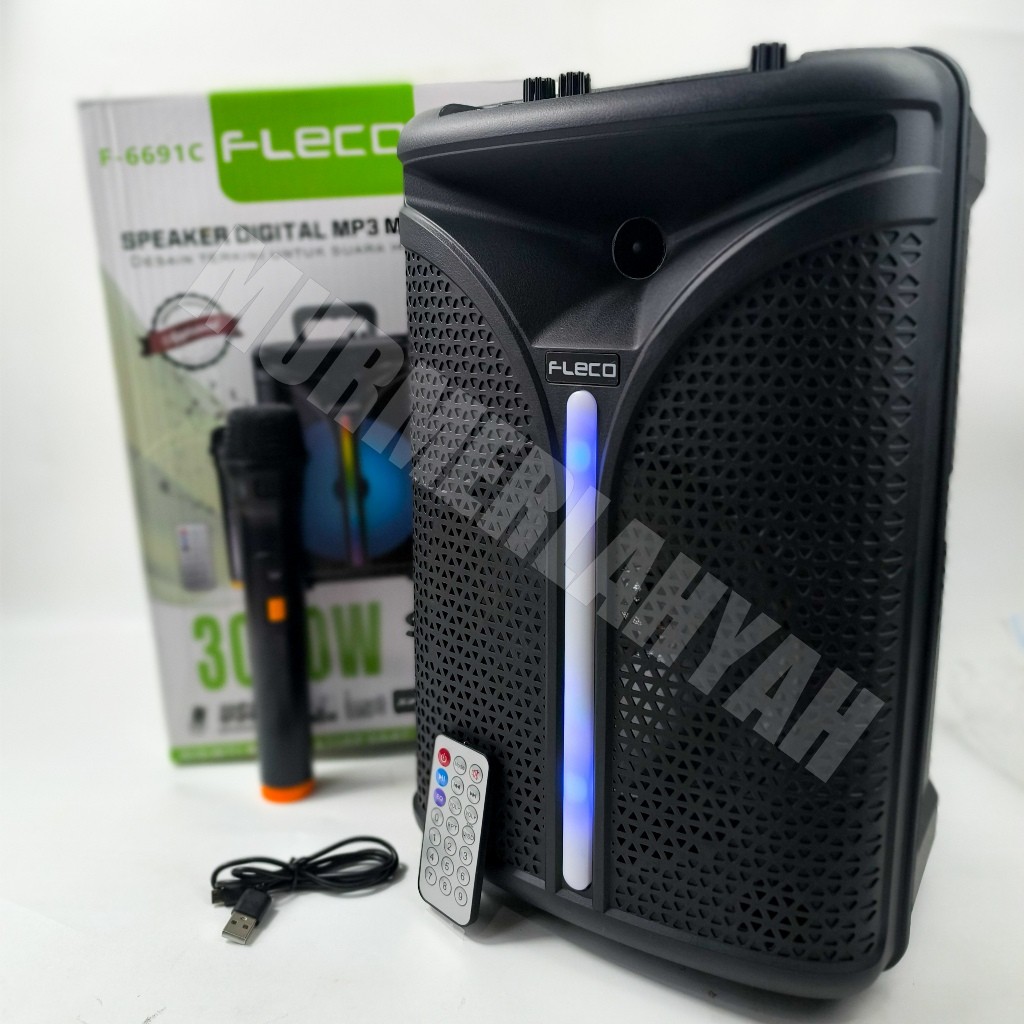 COD NEWW SPEAKER KARAOKE 8inch PORTABLE FLECO F-6691C 3000w free Mic