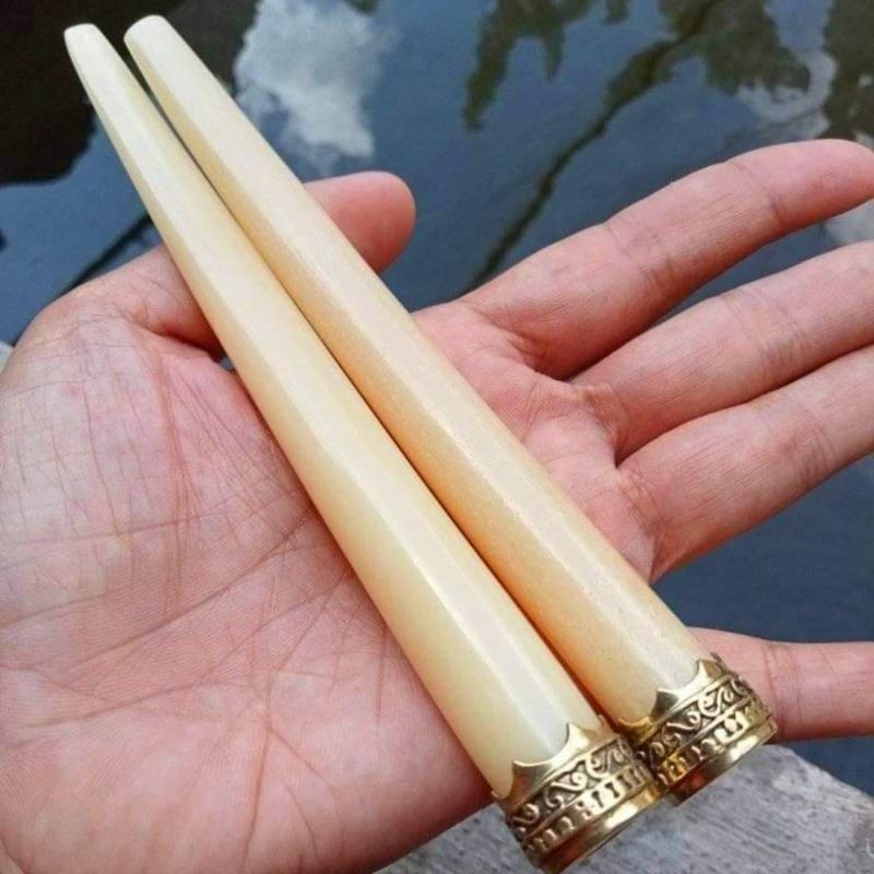 Once pipa tulang sapi asli kuning gading variasi ring alpaka
