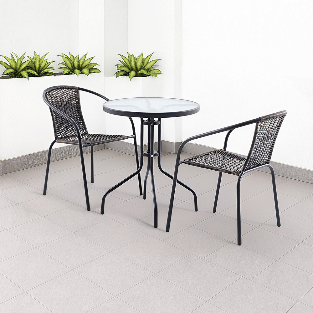Informa Colorado Set Kursi & Meja Teras - Cokelat Tua Balcony Table Chair Furniture Outdoor Serbagun