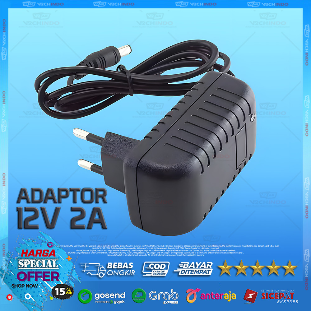 Adaptor Power 12V 2A Universal / DC Charger CCTV Camera Router Fan Lampu 