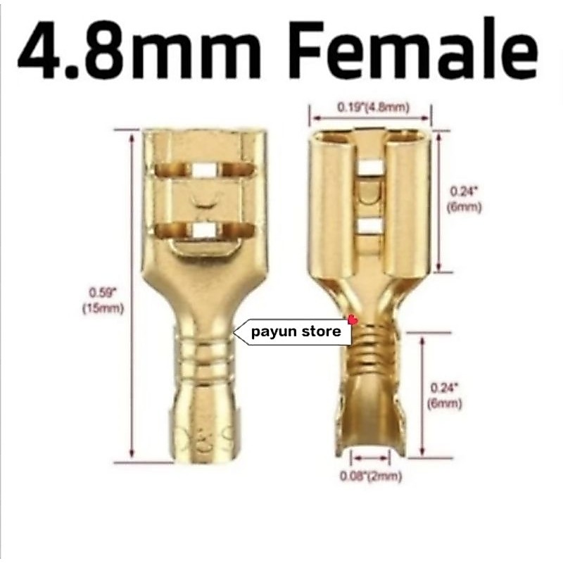 Skun Gepeng Female 4.8mm / Terminal Kabel Cewek 4,8 mm (isi 100 Pcs)