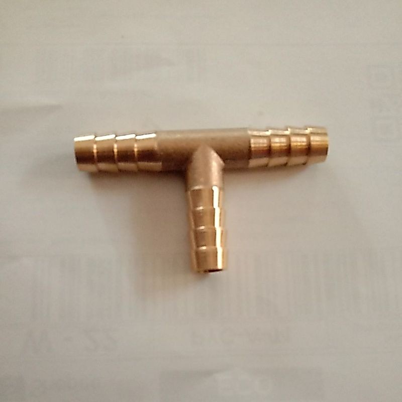 Nepel Kuningan Cabang T Sambungan Selang Kompresor Cabang 3 (8mm)