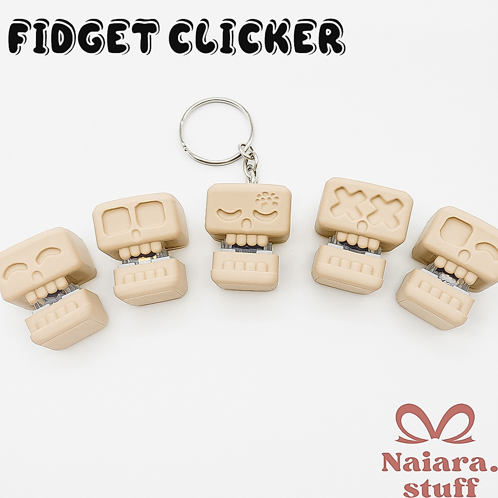 Gantungan Kunci Fidget Clicker Lucu Bentuk Tengkorak Mainan Stress Relief Unik Anti Stres