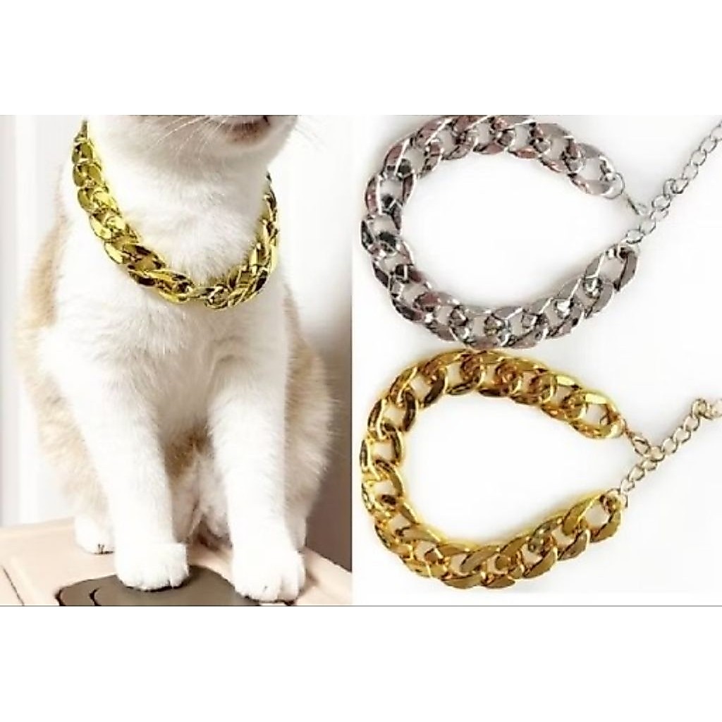 kalung kucing/ anjing rantai preman tanpa lonceng + rantai kecil