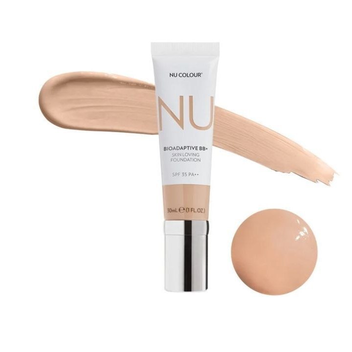 Zinia Nu Colour Bioadaptive BB+ Foundation / Bedak Cair BB Cream dengan SPF, Menyesuaikan Warna Kuli