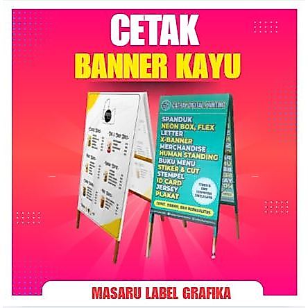 STANDING A BANNER 2 SISI | BANER KAYU LIPAT PORTABLE | 1 SET JADI | BANNER PINGGIR JALAN | KELENGKAP