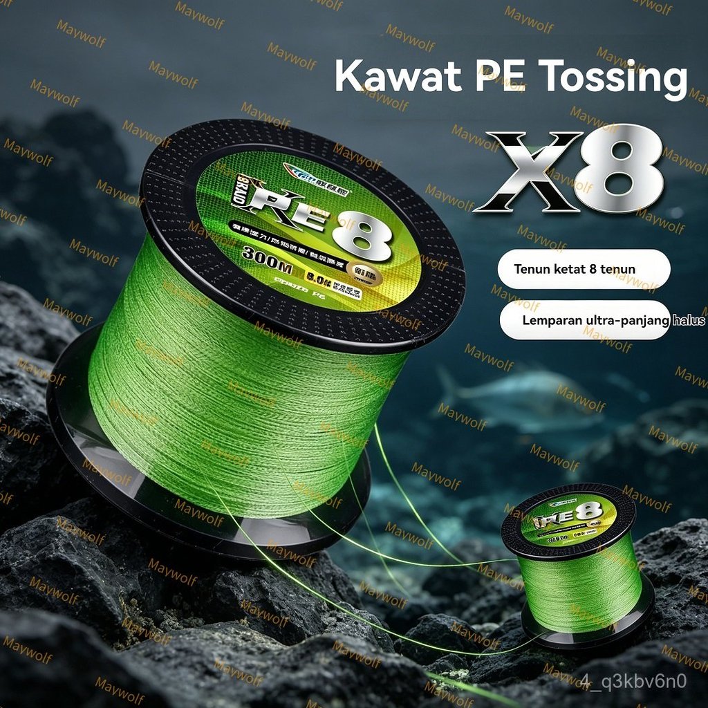 PE X8 Senar Pancing (150M/300M, 6.8KG-22.7KG) Braided Fishing Lines 8 Untaian Kepang Senar PE Multif