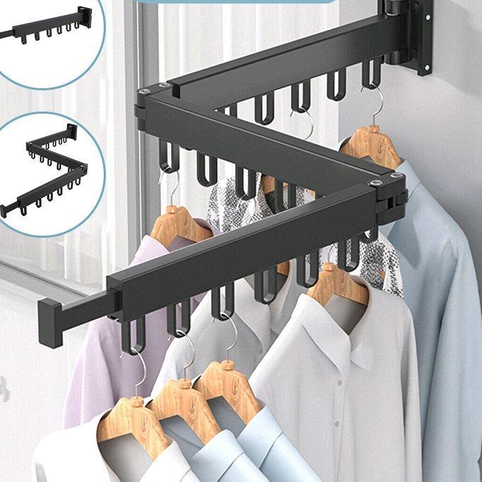 Jemuran Baju Dinding Lipat Besi Jemuran Dinding Gantungan Baju Lipat