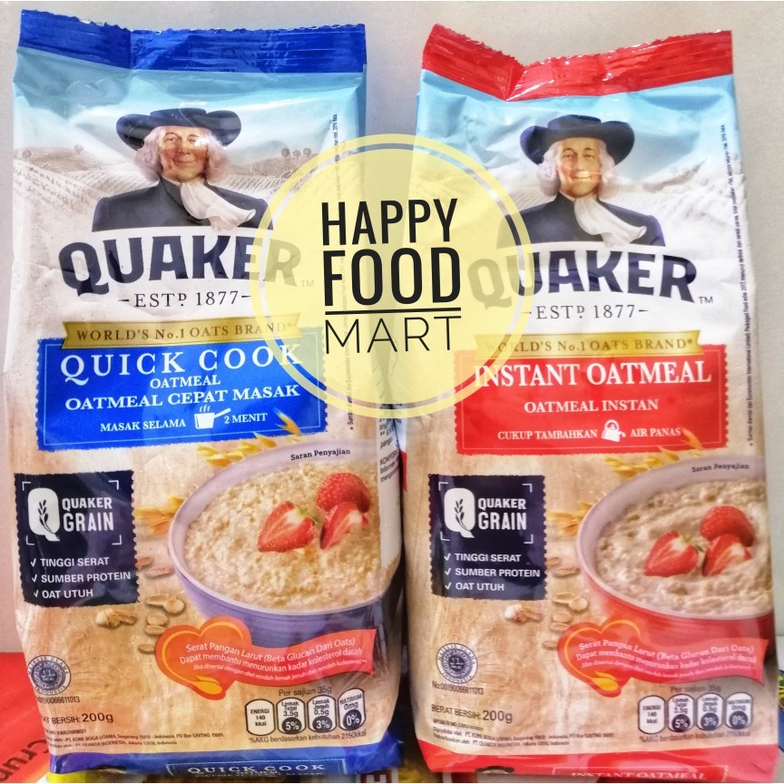 [PROMO] QUAKER INSTANT OATMEAL 200G/QUICK COOK OAT 200 GR/SEREAL OATS/MINUMAN CEREAL/HAVERMUT GANDUM
