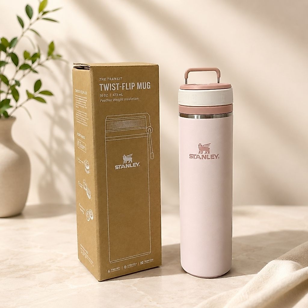 Stanley The Transit Twist Flip Mug 473ml (16oz) – Vacuum Insulated Stainless Steel | Hot & Cold Tumb