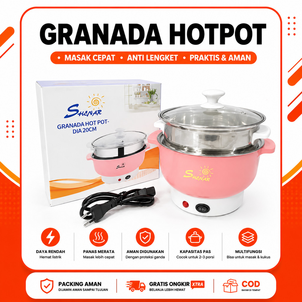 panci listrik portable piknik panci steamer panci elektrik GRANADA HOTPOT SUNDAY HOTPOT