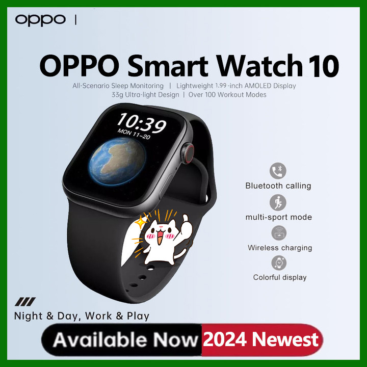 

GARANSIOriginal OPPO SmartWatch 10 1.99 "HD Full Touch Screen Bluetooth Call Waterproof Android IOS Digital Watch Jam Tangan Pria And Wanita Anti Air Dapat Menyesuaikan Wallpaper Digital Watch