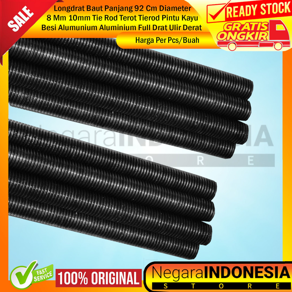 Tierod LongDrat Long Drat Derat Baut Panjang 92 Cm Diameter 8 Mm 10mm Tie Rod Terot Pintu Kayu Besi 