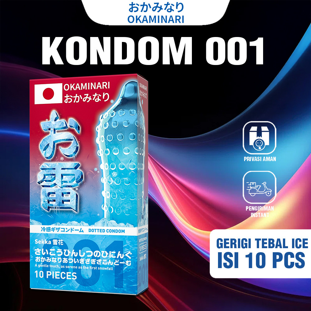 Okaminari Gerigi Tebal Ice Kondom Tahan Lama Kondom Aman Pria 10 Pcs - Privasi Terjaga