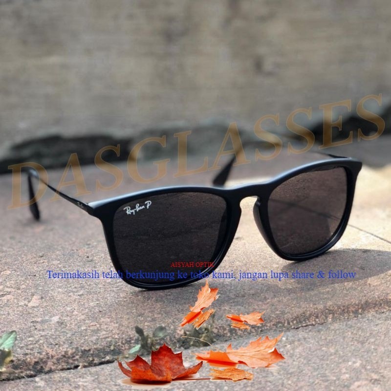 Kacamata Hitam Rayban Chris RB4187 Lensa Polarized Black Dov