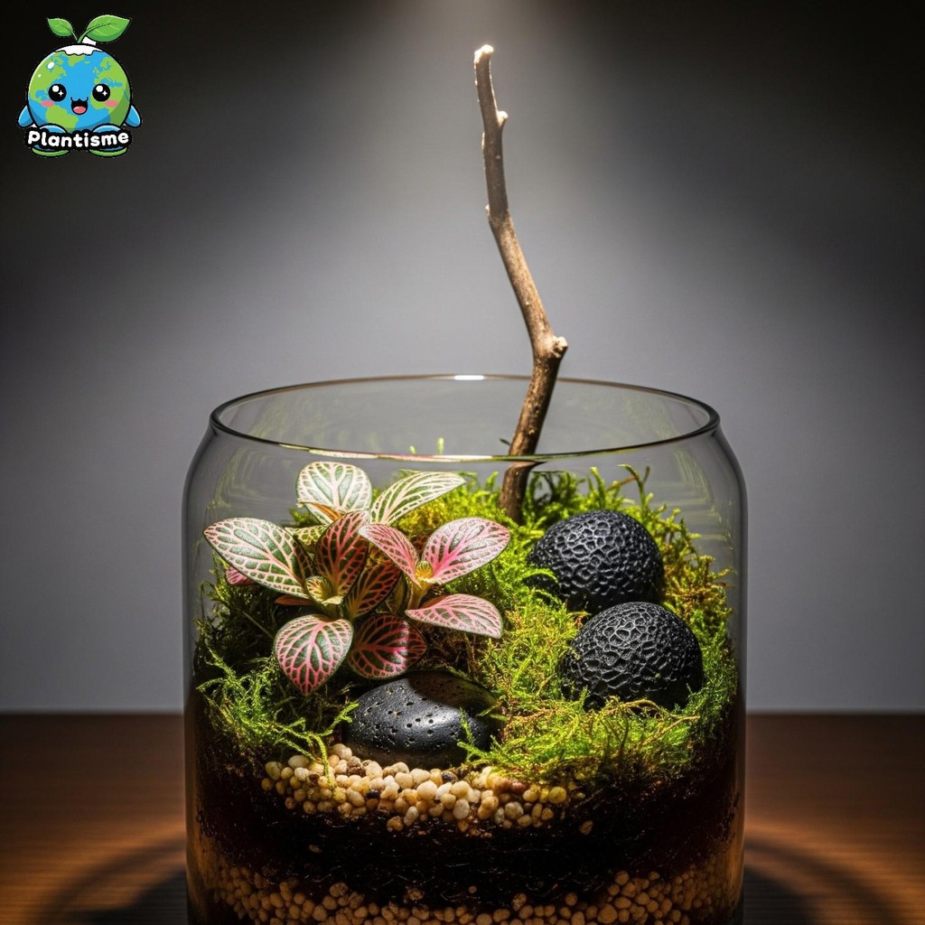 Terrarium Glass - Mystic Nerve Plant Fittonia Albivenis Fitonia Closed Vessel Ecosystem Living Moss 