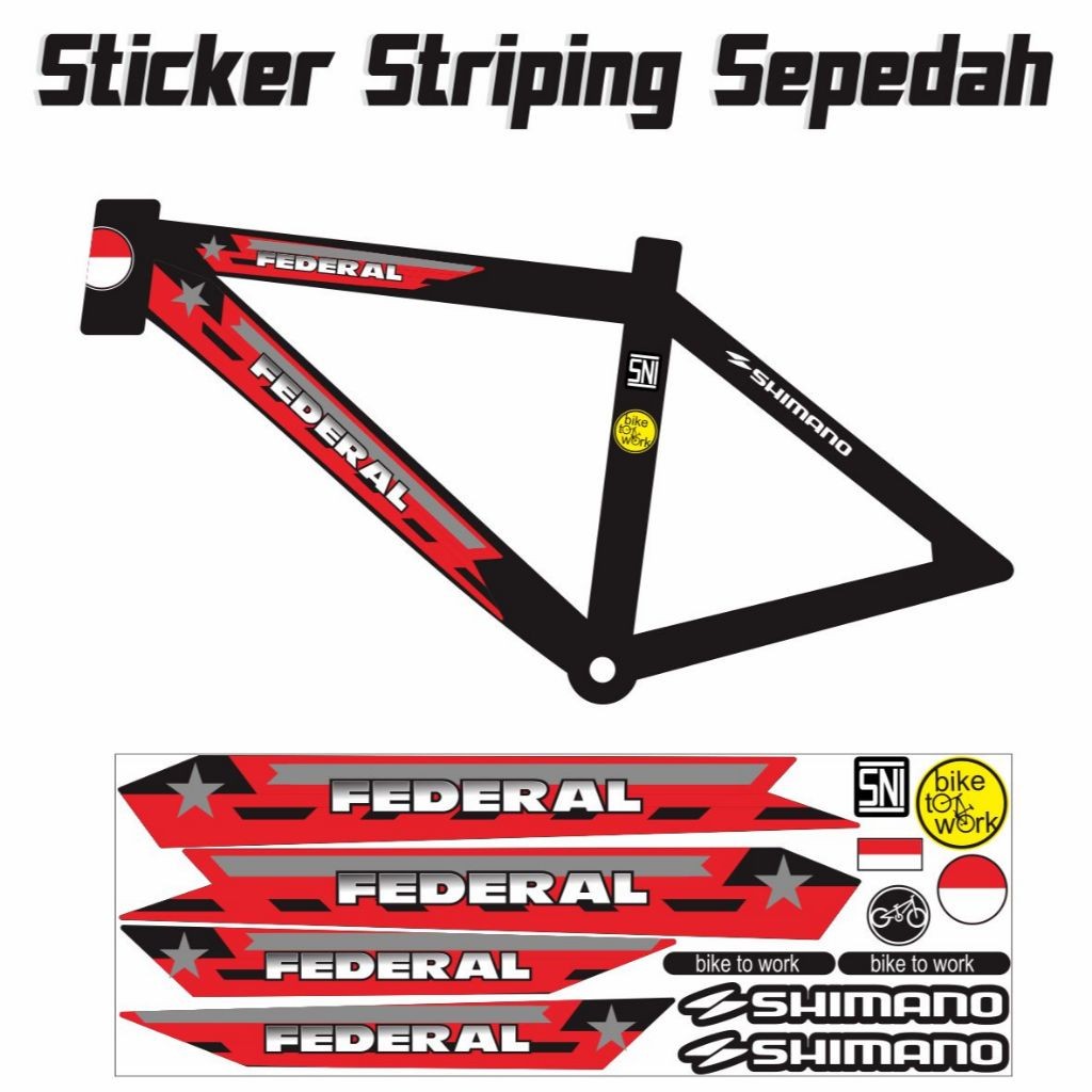 STRIPING SEPEDAH VARIASI /FEDERAL MOTIF SIMPLE STIKER SEPEDAH