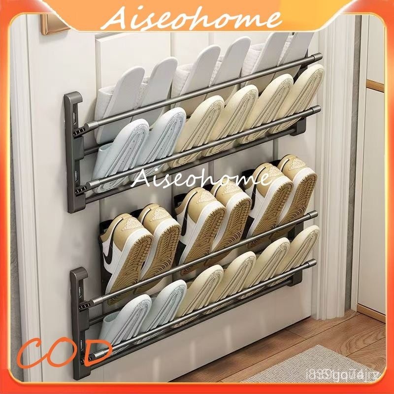 [COD]Rak Sepatu Gantung Susun Shoe Rack Holder Tempat Sandal Panci Dapur Dinding Belakang Pintu Mini