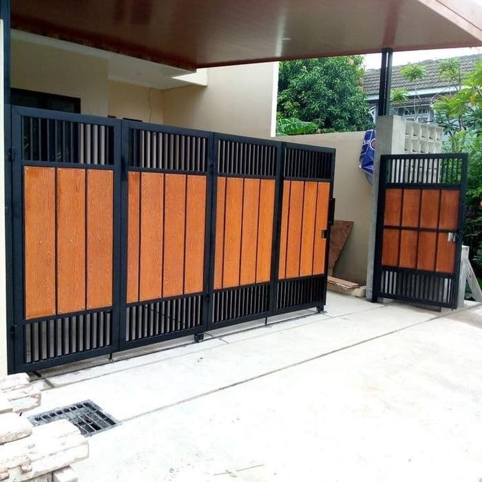 Pagar motif grc serat kayu asli modern