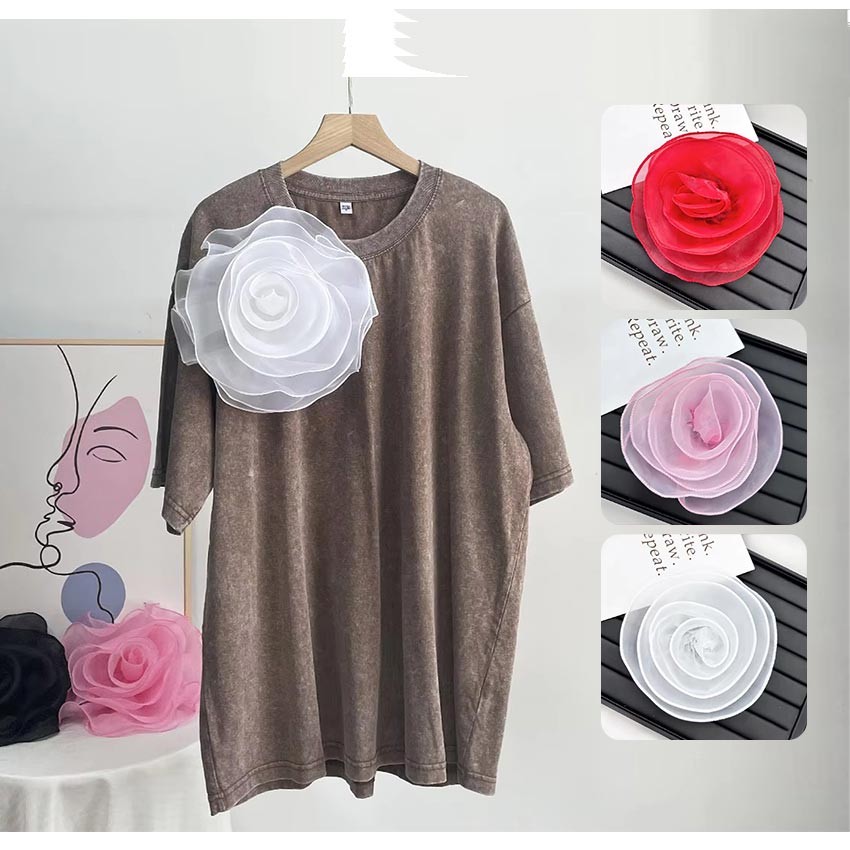 Bunga Korsase Organza 3D Multi-Lapis – Desain Mewah Warna Hitam/Putih/Pink/Merah Muda, Aksesoris Bro