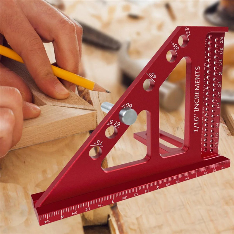 

Aluminum Miter Triangle Ruler - 3D Multi-Angle Woodworking Square Protractor - Enhanced Hole Scriber - High Accuracy-AA70