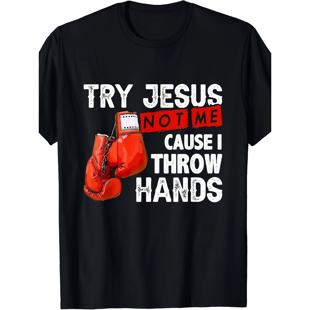 Kaos Pria Try Jesus | T-Shirt Katun | Desain Tinju | Kaos Rohani | Nyaman