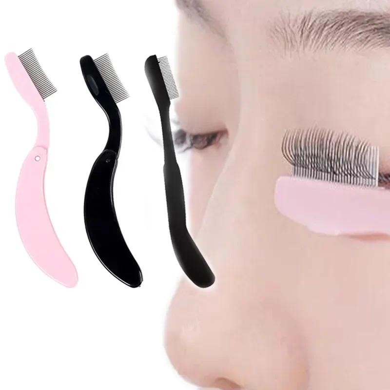 Foldable Ultra-Fine Stainless Steel Eyelash Brush Lash Separator Eyebrow Eyelashes Extension Comb Ey