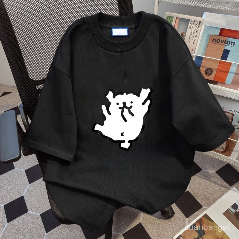 Kaos bermotif hitam putih untuk pria dan wanita Desain Putih Abstrak 100% katun  Korean 100%Cotton  