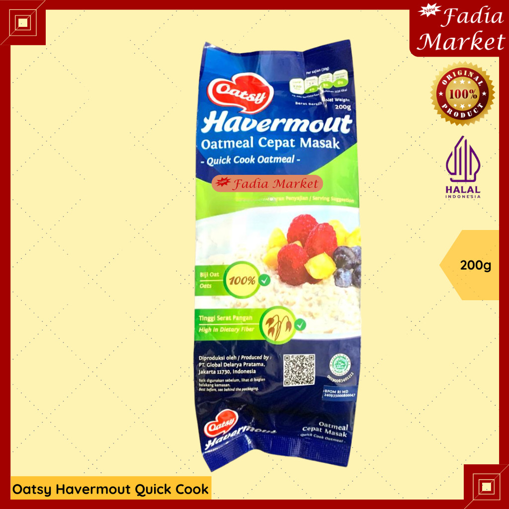 

Oatsy Havermout Oatmeal Quick Cook Cepat Masak 200g | Gandum Utuh Tinggi Serat