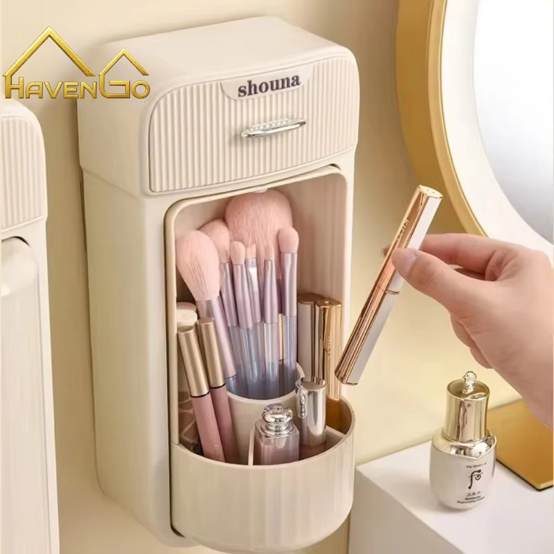 Tempat Make Up Oval Rak Gantung Tanpa Bor Rak Kosmetik Estetik Anti Air Untuk Kamar Mandi