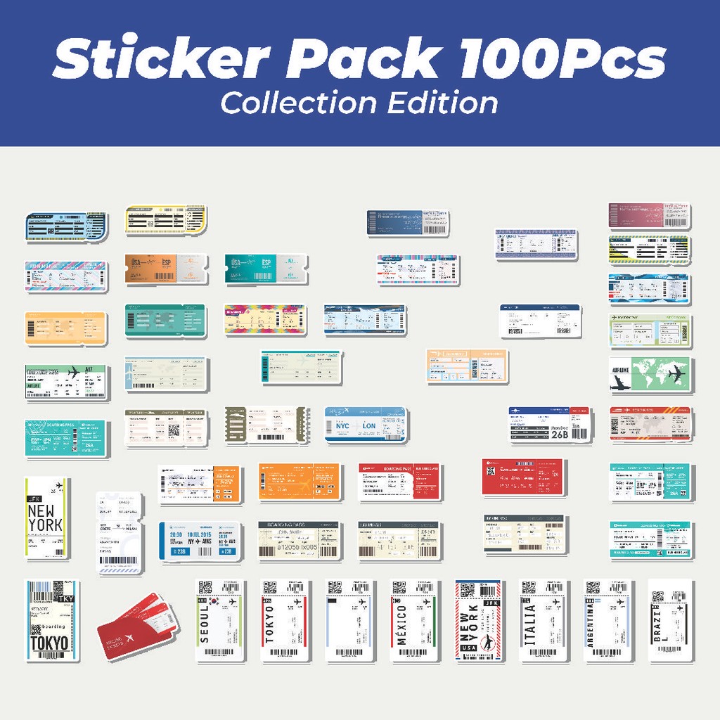 

Hot Stiker Tiket Air Boarding Pass Lucu Anti Air Stikers Berperekat Waterproof Sticker Decal Buat Motor Helm Buku Journal Koper Casing HP Laptop Botol Minum
