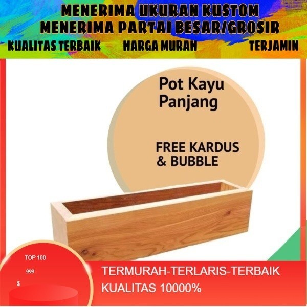Pot Kayu Persegi panjang