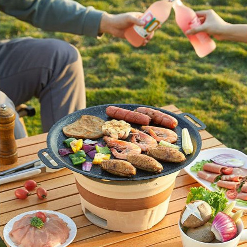 Pemanggang Grill Pan Korea anti lengket Lapis Maifan Stone BBQ grill teppanyaki bisa kompor induksi