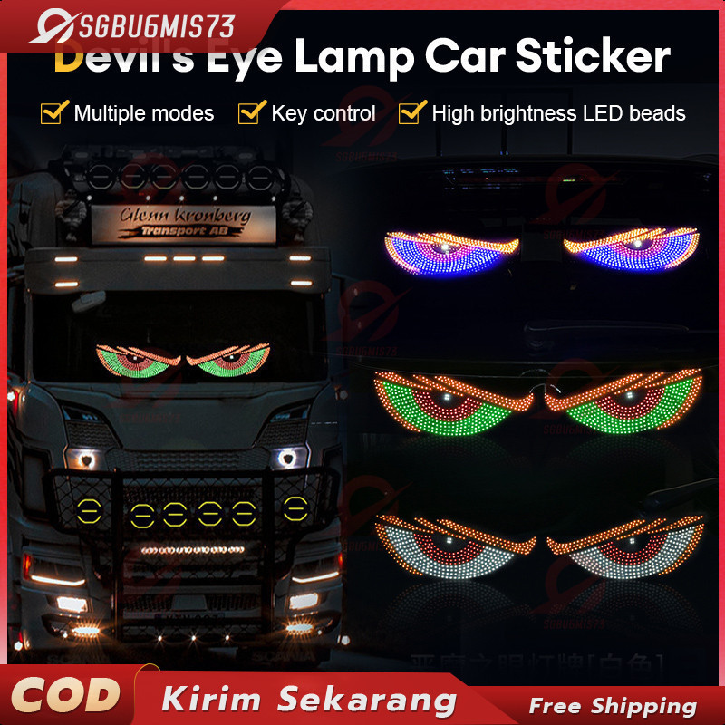 Lampu Devil Eye Merk Multi Mode Layar Tampilan LED Truk Depan Belakang Kaca Depan Mobil