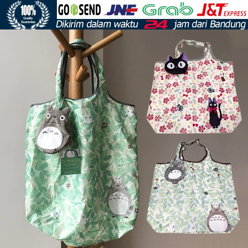 Tote Bag Lipat Karakter Totoro Nekobus Jiji / Shopping Bag Eco Bag Studio Ghibli / Tas Belanja Paras