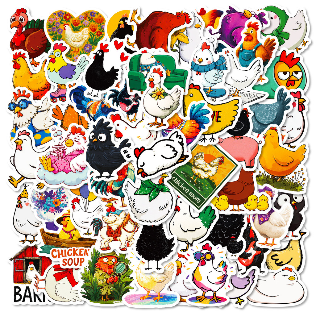 

10/28/56pcs Funny Chicken Graffiti Stickers Rooster Decals for DIY Waterproof Scrapbook Stationery Suitcase Phone Laptop