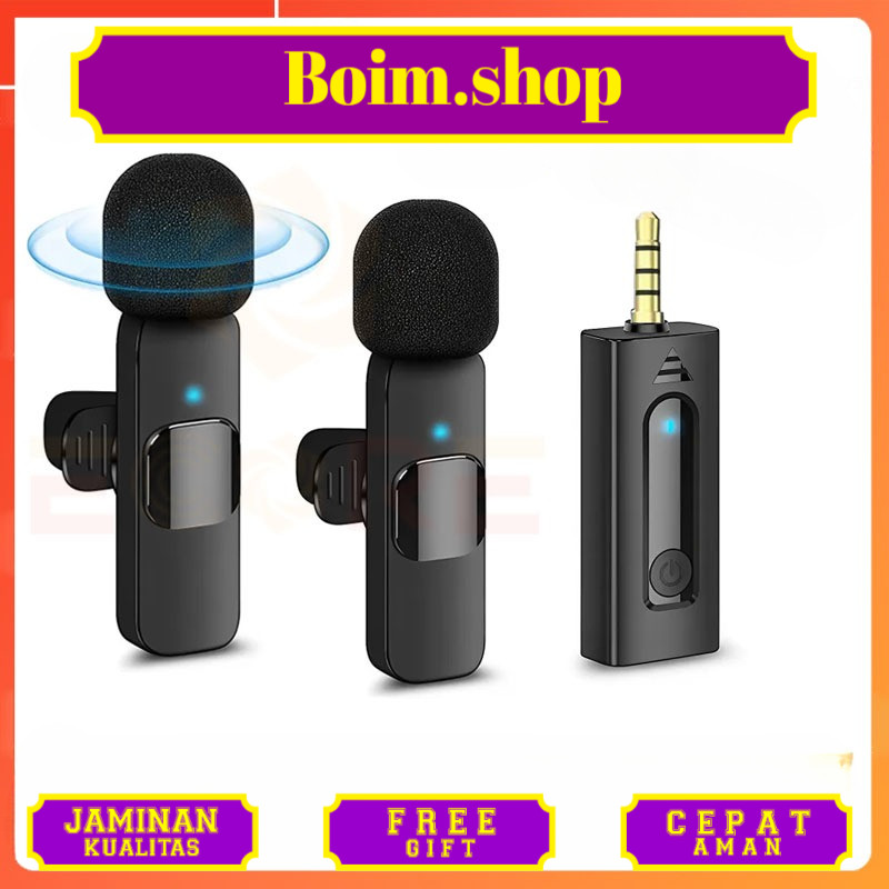Ecore Mic Wireless 3.5mm Lavalier Mikrofon Siaran HP Microphone Wireless Pengurangan Kebisingan Mini