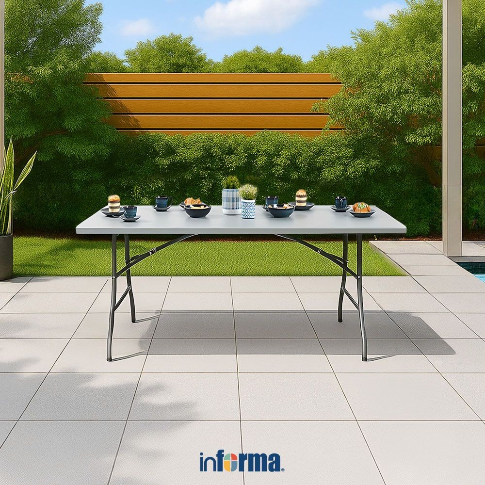 Informa Meja Lipat Serbaguna Plastik Hdpe 182 cm - Abu-Abu Meja Serbaguna Folding Table Multifunctio