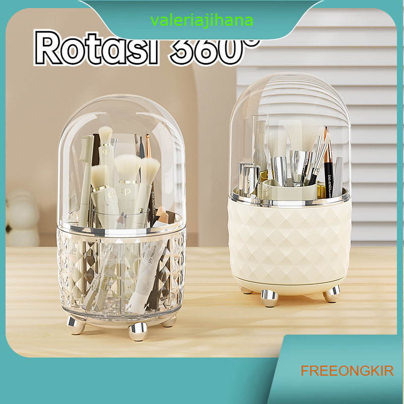 【】Tempat Kuas Make Up Putar Dengan Tutup Rak Akrilik Acrylic Multifungsi Serbaguna Rak Kosmetik Acry