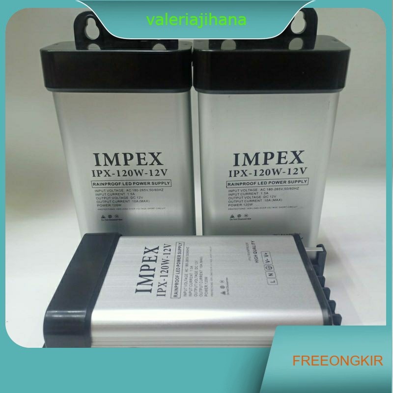 POWER SUPPLY RAINPROOF IMPEX 10A 120W DC 12V OUTDOOR